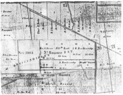 Map showing how the Noel Honore estate was divided in 1861.