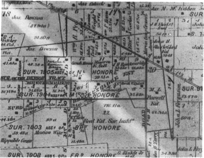 Map of 1878 showing owners of property in Breckenridge Hills.